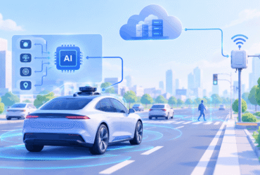 Autonomous vehicle using edge computing with onboard AI, sensors, roadside infrastructure, and cloud connectivity