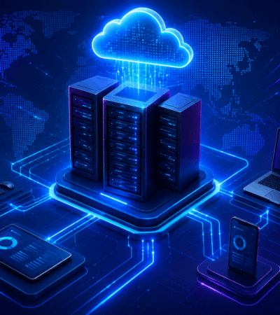 Server-based computing with centralized servers connected to multiple devices
