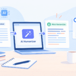 AI humanizer transforming AI-generated text before it is analyzed by an AI detection tool
