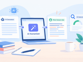 AI humanizer transforming AI-generated text before it is analyzed by an AI detection tool